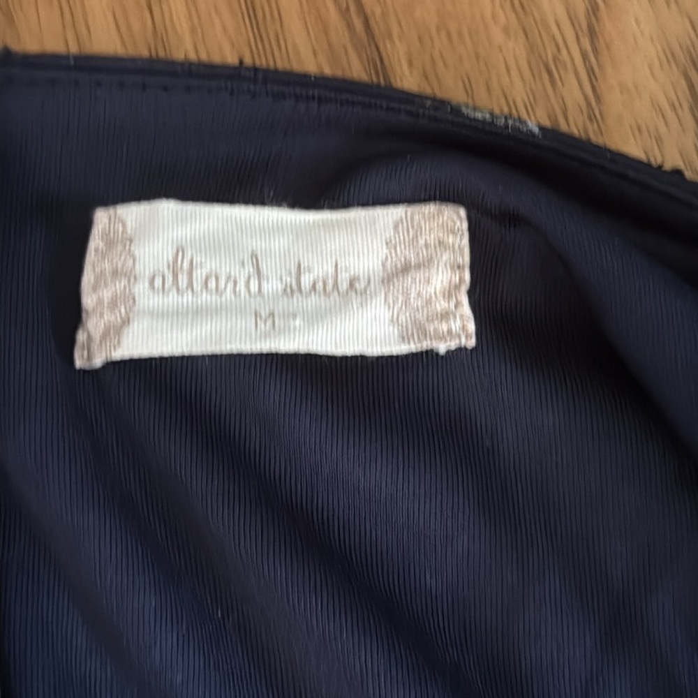 Altar’d State Women's Blue Floral Metallic
Stripe Mini Ruffle Dress Size Medium - Picture 5 of 6